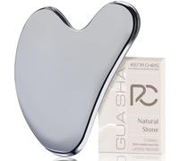 Rena Chris Gua Sha Facial Tools, Natural Terahertz Gua Sha Stone, Face Guasha Tool for Jawline Sculpting and Puffiness Reducing, Guasha Massage Tool, Skin Care Gift - Silver Grey
