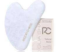 Rena Chris Gua Sha Facial Tools, Natural White Jade Gua Sha Stone, Face Guasha Tool for Jawline Sculpting and Puffiness Reducing, Guasha Massage Tool, Skin Care Gift - White