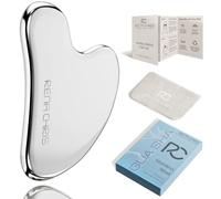 Rena Chris Gua Sha Facial Tools, Stainless Steel Gua Sha Stone, Face Guasha Tool for Jawline Sculpting and Puffiness Reducing, Guasha Massage Tool, Skin Care Gift - Silver