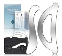 Rena Chris Muscle Scraper Tool Set - Stainless Steel Gua Sha for Physical Therapy & Deep Tissue Massage, Body Gua Sha Tools with Travel Pouch (2-Piece Kit)