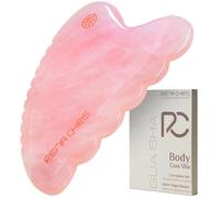 Rena Chris Rose Quartz Gua Sha Stone - Face & Body Lymphatic Drainage Massager for Jawline Sculpting, Puffiness Reduction & Whole Body Relaxation (Pink)