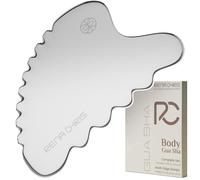 Rena Chris Stainless Steel Gua Sha Stone - Face & Body Lymphatic Drainage Massager for Jawline Sculpting, Puffiness Reduction & Whole Body Relaxation (Silver)