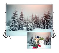 Renaiss 10x6.5ft Snow Scenery Backdrop Snow Covered Pine Trees Snowscape Sunset Forest Photography Background Winter Snowfield Landscape New Year Christmas Celebration Poster Photo Studio Prop