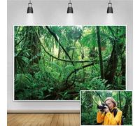 Renaiss 10x8ft Jungle Backdrop Tropical Rainforest Natural Scenery Photography Background Safari Camping Theme Party Decoration Suburbs Picnic Camping Boy Scouts Adventure Photo Studio Props