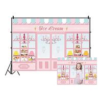 Renaiss 10x8ft Pink Ice Cream Parlor Shop Backdrop Sweet Cake Background