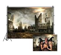 Renaiss 5x3ft End Of The World Backdrop Apocalyptic Scenery Destroyed Industrial City Ruins Sunset Photography Background Disaster Theme Party Decor Kids Adult Portrait Photo Shoot Studio Props