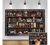 Renaiss 5x3ft Mad Scientist Laboratory Backdrop for Kids Boy Halloween Spooktakular Creepy Skull Poison Apothecary Witch Kitchen Birthday Baby Shower Party Supplies Decorations Banner Background