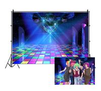 Renaiss 7x5ft Discos Theme Backdrop Discos Ball Ballroom Night Club Neon Music Dance Stage Party Photography Background for 70s 80s 90s Family Adults Club Theme Prom Party Decor Photo Booth Props