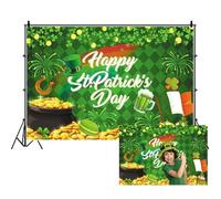 Renaiss 7x5ft Happy St Patrick's Day Backdrop Spring Irish Green Lucky Shamrock Leaves Golden Coins Beer Hat Photography Background for Saint Patrick Party Decor Photo Booth Studio Props