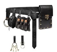Renaissance Accessories Belt Pouch Waist Bag Wizard Potion Bottles Vial Belt Keyring Hook Festival Cosplay Halloween Costume, Vials-Black, One Size, Renaissance Accessories