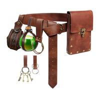 Renaissance Accessories Belt Pouch Waist Bag Wizard Potion Bottles Vial Belt Keyring Hook Festival Cosplay Halloween Costume, Bottle-Brown, One Size, Renaissance Accessories
