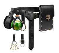 Renaissance Accessories Belt Pouch Waist Bag Wizard Potion Bottles Vial Belt Keyring Hook Festival Cosplay Halloween Costume, Bottle-Black, One Size, Renaissance Accessories