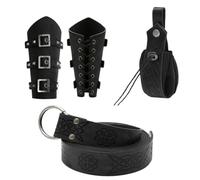 Renaissance Accessories for Men, 400g Medieval Festival Belt Pouch, Artificial Leather Vintage Waist Bag for Festival Cosplay, Themed Events, and Renaissance Fairs, 19.5x24x17cm, Black, verwijzen naar