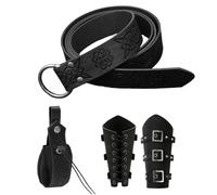 Renaissance Accessories - Medieval Festival Belt Pouch | Vintage Leather Accessories Belt Bag for Theme Event Holiday Cosplay Renaissance Fair, Black, Refer to description, Unisex