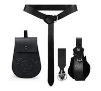 Renaissance Accessories Viking Belt Medieval Vintage Belt Pouch Leather Bracers for Halloween LARP Cosplay Christmas Gifts, Black-B, M, Medieval