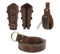 Renaissance Accessories, Vintage Medieval Belt Pouch, 7.68x9.45x6.69 Inches Leather Waist Bag with Drawstring and Flap, Retro Costume Accessories for Cosplay, LARP, Festival, Fair Events Use