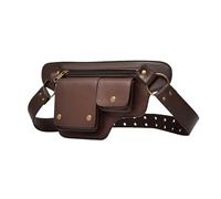 Renaissance Bag - Adjustable Waist Bags Belt Bag, Leather Medieval Waist Bags with Multiple Pockets, Vintage Belt Bag | Pirate Costume Accessory Cosplay Renaissances Fair Festival Reize, Dark Brown