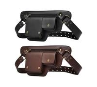Renaissance Bag - Multi Pocket Waist Satchel, Adjustable Leather-Look Belt Bag, for Men and Women, Perfect for Pirate Cosplay, Costume Parties Festivals, Travel or Running, Renaissance Accessories