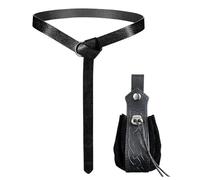 Renaissance Belt 2pcs/4pcs Medieval Knight Retro Leather Belt, Purse Fanny Pack Key Ring Set(Black-2Pcs-A)