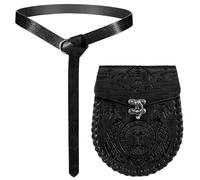 Renaissance Belt 2pcs/4pcs Medieval Knight Retro Leather Belt, Purse Fanny Pack Key Ring Set(Black-2Pcs-B)