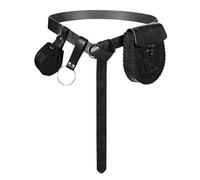 Renaissance Belt 2pcs/4pcs Medieval Knight Retro Leather Belt, Purse Fanny Pack Key Ring Set(Black-4Pcs)
