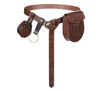 Renaissance Belt 2pcs/4pcs Medieval Knight Retro Leather Belt, Purse Fanny Pack Key Ring Set(Brown-4Pcs)