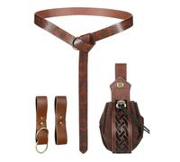 Renaissance Belt Accessories - Medieval Pirate Belt Pouch Kit | Cosplay Purse Outfit Supplies | 4-Piece Vintage Leather Accessories for Women Adults Halloween Christmas Cosplay