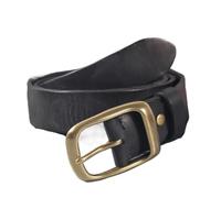 Renaissance Belt Fashion Leather Retro Handmade Copper Buckle Men's Belt Luxury Jeans Wide(105cm,Black)
