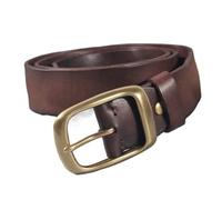 Renaissance Belt Fashion Leather Retro Handmade Copper Buckle Men's Belt Luxury Jeans Wide(110cm,Brown)