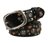 Renaissance Belt Heavy Studded Leather Punk Style Belt Personality Versatile, Renaissance Vintage(110cm,Black)