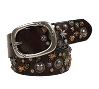 Renaissance Belt Heavy Studded Leather Punk Style Belt Personality Versatile, Renaissance Vintage(120cm,Dark Brown)