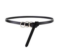 Renaissance Belt Leather Womens Waist Belt High-end Metal Buckle Thin Belts for Jeans Soft Adjust(Black)
