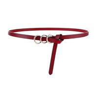 Renaissance Belt Leather Womens Waist Belt High-end Metal Buckle Thin Belts for Jeans Soft Adjust(Red)