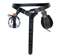 Renaissance Belt Medieval Belt Elf Leaf Leather Case with Glass Magic Bottle Decoration Accessories Embossed Retro Set(Style E)