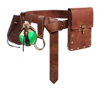 Renaissance Belt Pouch Coin Purse Potion Bottle Skirt Hike Set Medieval Festival Costume Accessories for Halloween, 3-Brown, One Size, Medieval