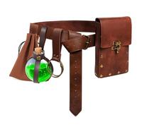 Renaissance Belt Pouch Coin Purse Potion Bottle Skirt Hike Set Medieval Festival Costume Accessories for Halloween, NEW-Brown, One Size, Medieval
