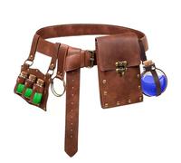 Renaissance Belt Pouch Coin Purse Witch Alchemist Potion Bottle Vilas Hook Set Medieval Festival Costume Accessories (Bottle Vails-Brown)