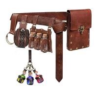 Renaissance Belt Pouch Coin Purse Witch Alchemist Potion Bottle Vilas Hook Set Medieval Pirate Festival Costume Accessories, 4-Brown, Standard, Medieval
