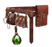Renaissance Belt Pouch Coin Purse Witch Alchemist Potion Bottle Vilas Hook Set Medieval Pirate Festival Costume Accessories, 2-Brown, Standard, Medieval