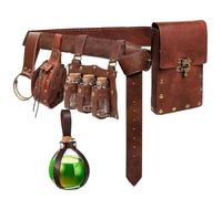Renaissance Belt Pouch Coin Purse Witch Alchemist Potion Bottle Vilas Hook Set Medieval Pirate Festival Costume Accessories, 1-Brown, Standard, Medieval