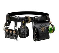 Renaissance Belt Pouch Coin Purse Witch Alchemist Potion Bottle Vilas Hook Set Medieval Pirate Festival Costume Accessories, Pattern-Black, Standard, Medieval
