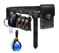 Renaissance Belt Pouch Coin Purse Witch Alchemist Potion Bottle Vilas Hook Set Medieval Pirate Festival Costume Accessories, 2-Black, Standard, Medieval