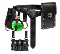 Renaissance Belt Pouch Coin Purse Witch Alchemist Potion Bottle Vilas Hook Set Medieval Pirate Festival Costume Accessories, 3-Black, Standard, Medieval