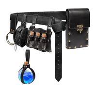 Renaissance Belt Pouch Coin Purse Witch Alchemist Potion Bottle Vilas Hook Set Medieval Pirate Festival Costume Accessories, 1-Black, Standard, Medieval