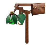 Renaissance Belt Pouch For Women Medieval Steampunk Leather Coin Purse With Adjustable Strap Skirt Hanger Costume Accessories For Festival LARP, 1 Bottle-Brown A, Medieval