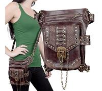 Renaissance Belt Pouch, Medieval PU Leather Fanny Pack | Waterproof Waist Leg Bag, Gothic Steampunk Bag Belt Pouch for Men Girls Hiking Travel