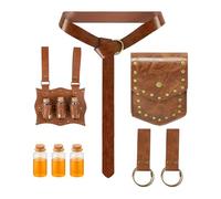 Renaissance Belt Pouch Pirate Leather Belt Bag Viking Belt Medieval Waist Bag Potion Bottles for Cosplay Costume Accessories, Brown B, Medieval