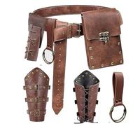 Renaissance Belt Pouch Purse Viking Bracer Hook Halloween Set Medieval Festival Costume Accessory Casual Fanny Pack Waist Bag, 4sword-brown, One Size, Medieval