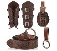 Renaissance Belt Pouch Purse Viking Bracers Hook Halloween Set Medieval Ren Faire Festival Costume Accessory Cosplay Bag, Classic Brown, One size