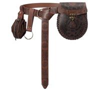 Renaissance Belt Pouch Viking Pirate Waist Bag Set-Medieval Coin Purse Skirt Hike for LARP Halloween Cosplay Accessories., Brown D, 165 cm, Renaissance Medieval Viking Pirate